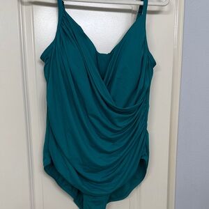 Jantzen Jade Green Draped One-Piece Swimsuit 20W